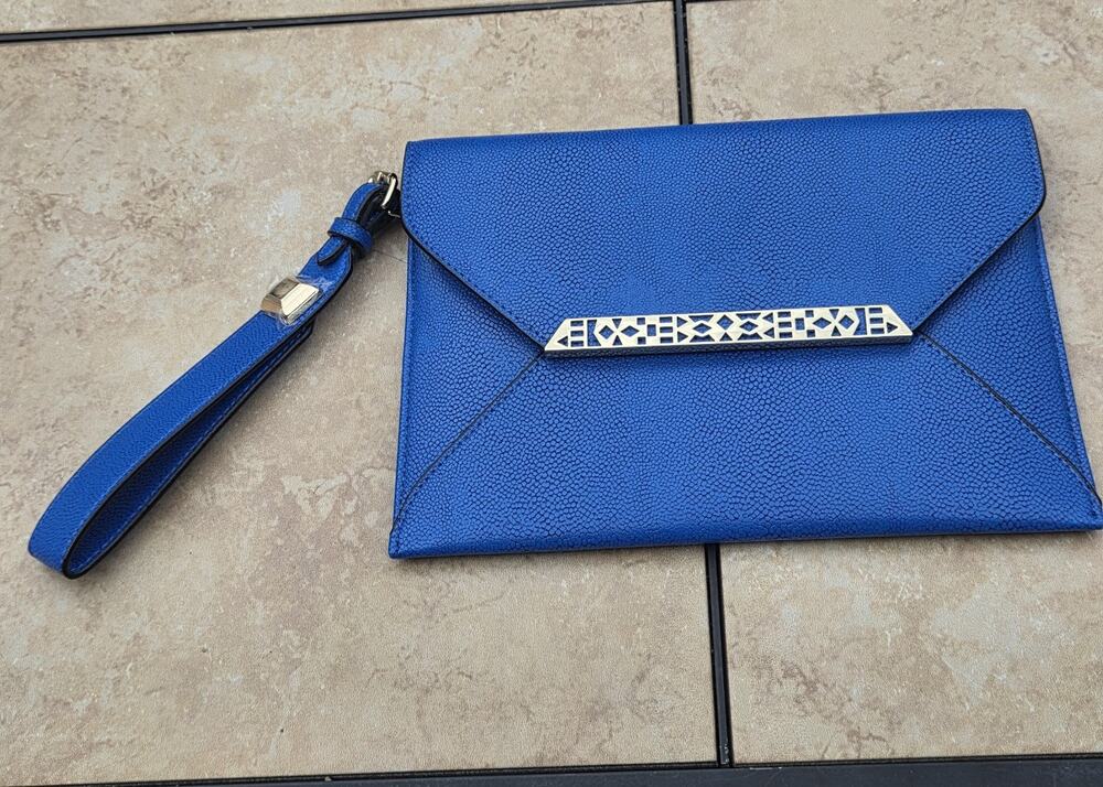 Stella And Dot Envelope Clutch Wristlet COBALT Blue with Card Holders
